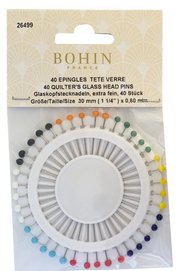 Disco para colgar de 40 Alfileres Bohin extrafinos con cabeza de vidrio M7 -30 mm surtido