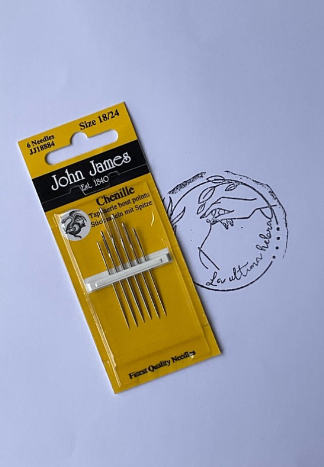 Paño de 6 Agujas John James de coser de chenilla - Tamaño 18/24