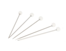 Caja colgante de 80 Alfileres Bohin con cabeza de vidrio extrafina M7 30 mm blanco
