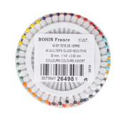 Alfileres Bohin con cabeza de vidrio extrafina de disco M7-30 mm