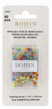 Alfileres Bohin con cabeza de cristal “arcoíris”